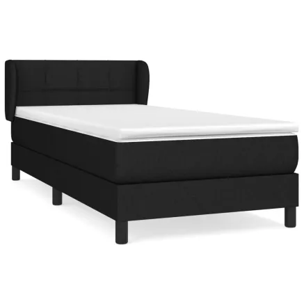 Sommier à lattes de lit avec matelas Noir 90x200 cm Tissu 2