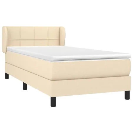 Sommier à lattes de lit avec matelas Crème 100x200 cm Tissu