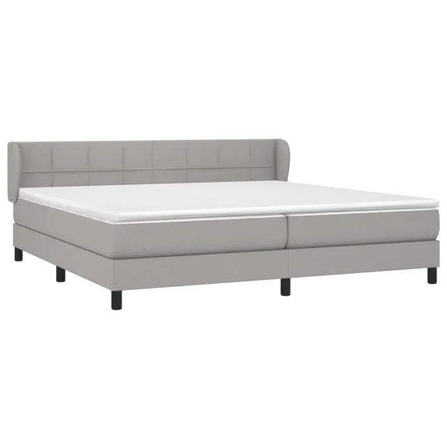 Sommier à lattes de lit avec matelas Gris clair 200x200cm Tissu