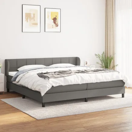 Sommier à lattes de lit avec matelas Gris foncé 200x200cm Tissu