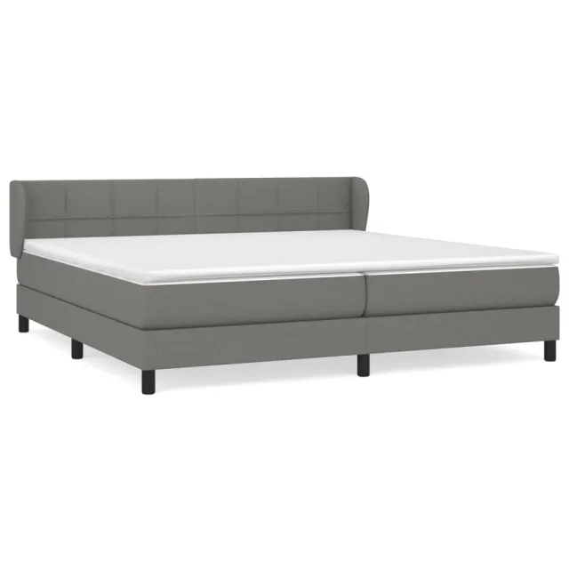 Sommier à lattes de lit avec matelas Gris foncé 200x200cm Tissu