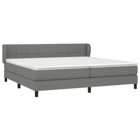 Sommier à lattes de lit avec matelas Gris foncé 200x200cm Tissu