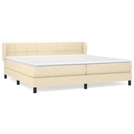 Sommier à lattes de lit avec matelas Crème 200x200 cm Tissu 2