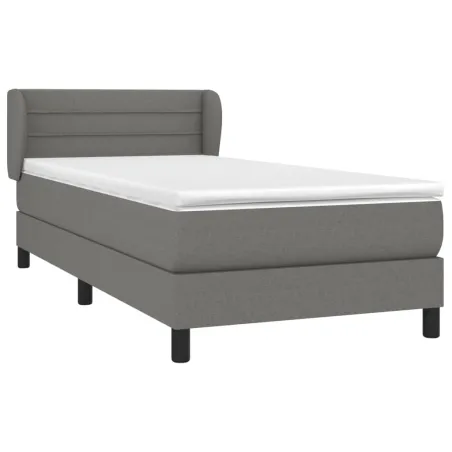 Sommier à lattes de lit avec matelas Gris foncé 80x200 cm Tissu