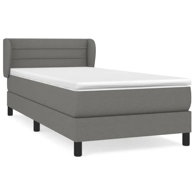 Sommier à lattes de lit avec matelas Gris foncé 100x200cm Tissu