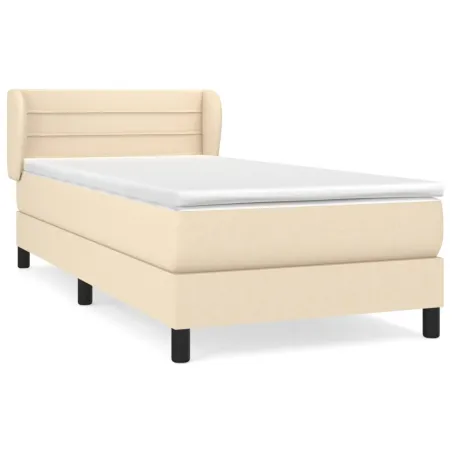 Sommier à lattes de lit avec matelas Crème 100x200 cm Tissu
