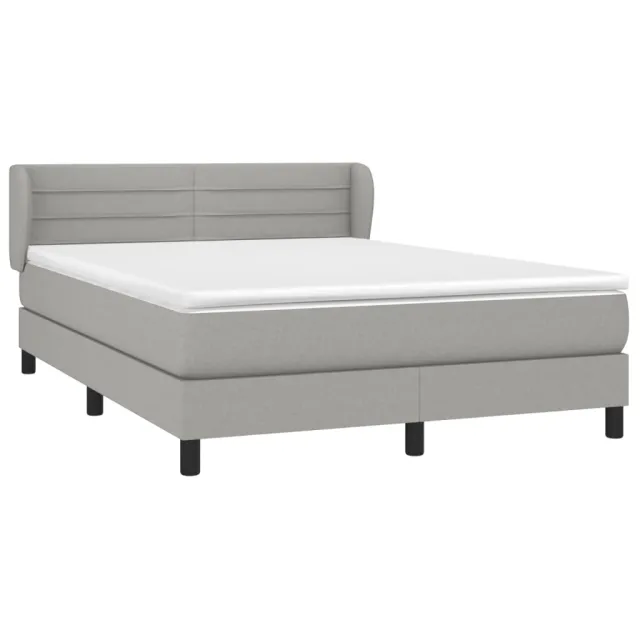 Sommier à lattes de lit avec matelas Gris clair 140x190cm Tissu