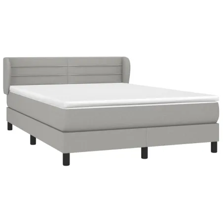 Sommier à lattes de lit avec matelas Gris clair 140x190cm Tissu