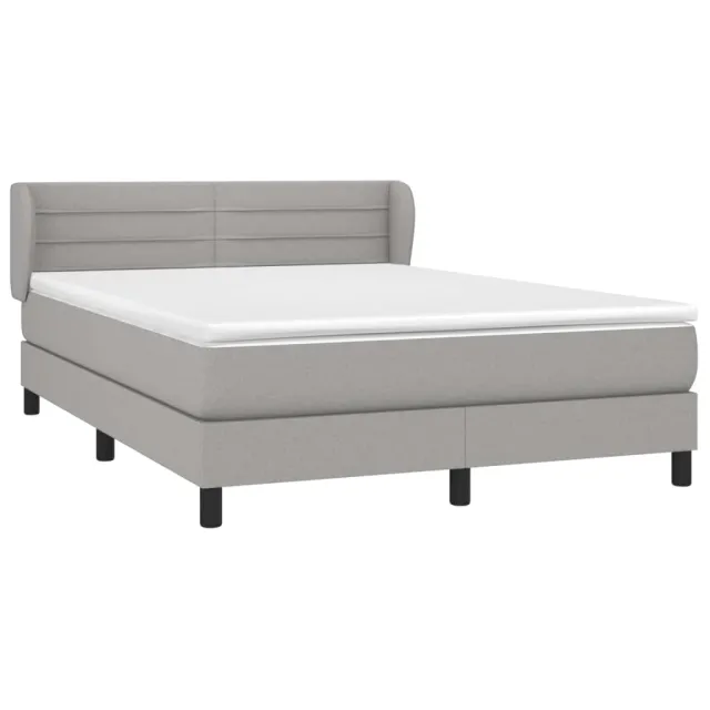 Sommier à lattes de lit avec matelas Gris clair 140x200cm Tissu
