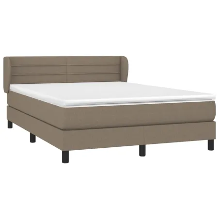 Sommier à lattes de lit avec matelas Taupe 140x200 cm Tissu