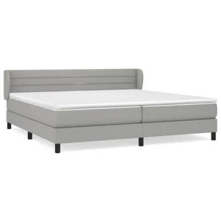 Sommier à lattes de lit avec matelas Gris clair 200x200cm Tissu 2