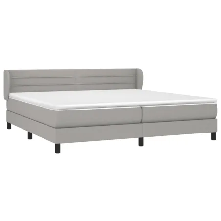 Sommier à lattes de lit avec matelas Gris clair 200x200cm Tissu