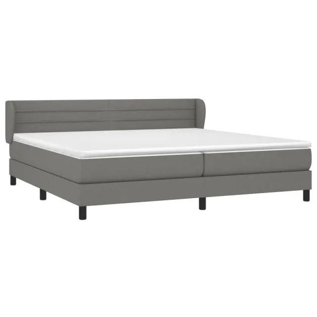Sommier à lattes de lit avec matelas Gris foncé 200x200cm Tissu