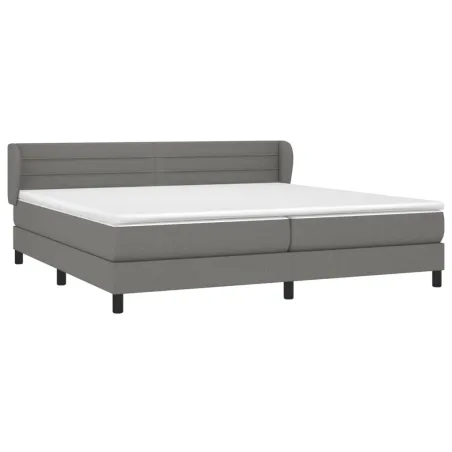 Sommier à lattes de lit avec matelas Gris foncé 200x200cm Tissu