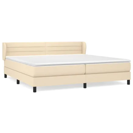 Sommier à lattes de lit avec matelas Crème 200x200 cm Tissu 2