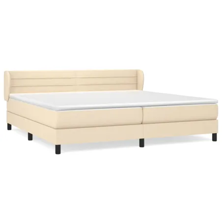 Sommier à lattes de lit avec matelas Crème 200x200 cm Tissu