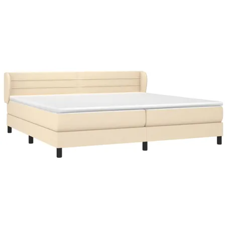 Sommier à lattes de lit avec matelas Crème 200x200 cm Tissu