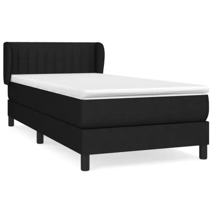 Sommier à lattes de lit avec matelas Noir 90x200 cm Tissu 2