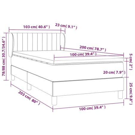Sommier à lattes de lit avec matelas Taupe 100x200 cm Tissu