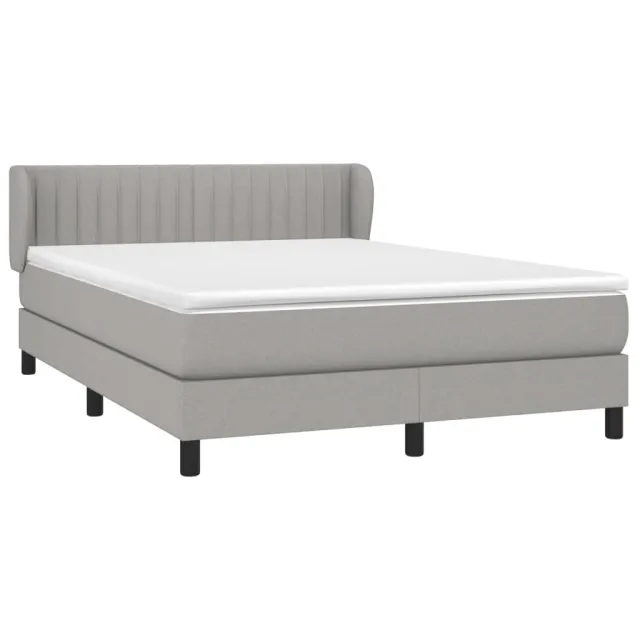 Sommier à lattes de lit avec matelas Gris clair 140x190cm Tissu