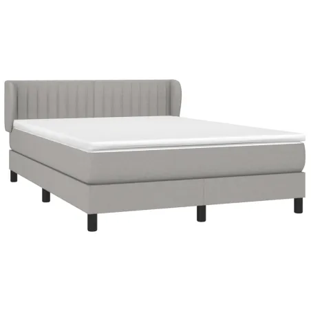 Sommier à lattes de lit avec matelas Gris clair 140x190cm Tissu