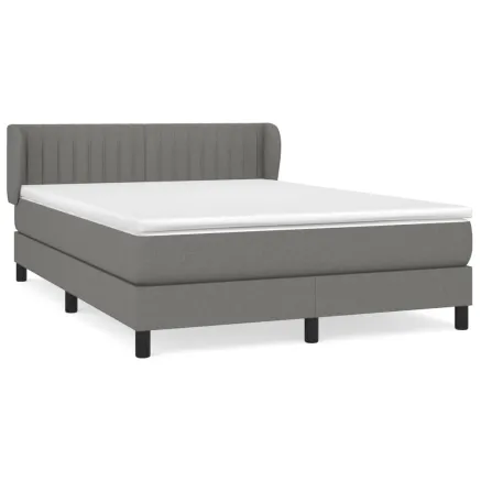 Sommier à lattes de lit avec matelas Gris foncé 140x190cm Tissu 2