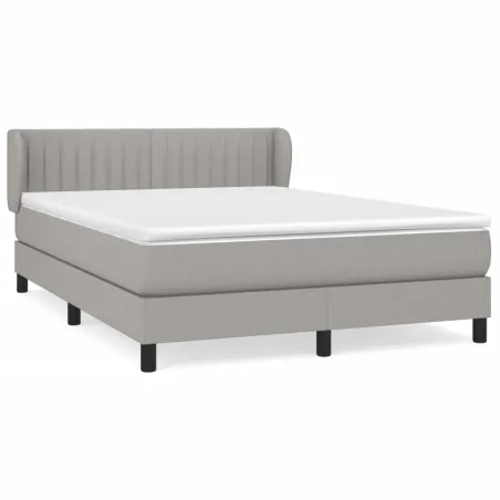 Sommier à lattes de lit avec matelas Gris clair 140x200cm Tissu