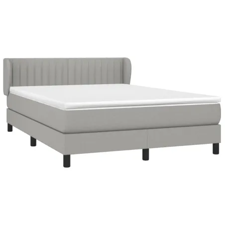 Sommier à lattes de lit avec matelas Gris clair 140x200cm Tissu