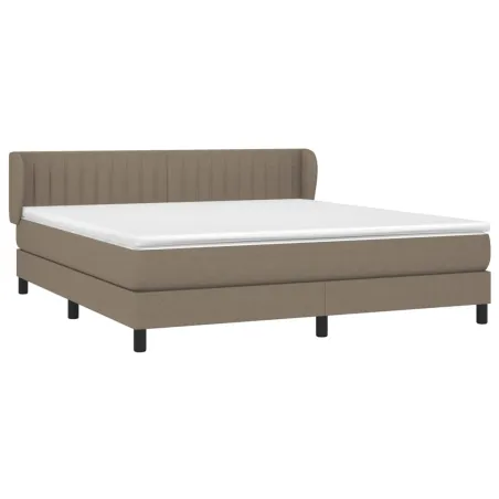 Sommier à lattes de lit avec matelas Taupe 160x200 cm Tissu