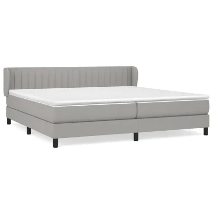 Sommier à lattes de lit avec matelas Gris clair 200x200cm Tissu 2