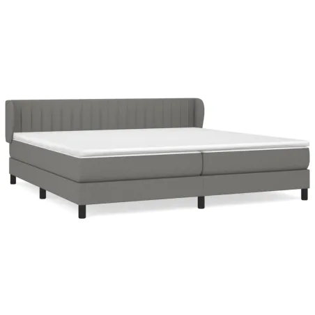 Sommier à lattes de lit avec matelas Gris foncé 200x200cm Tissu