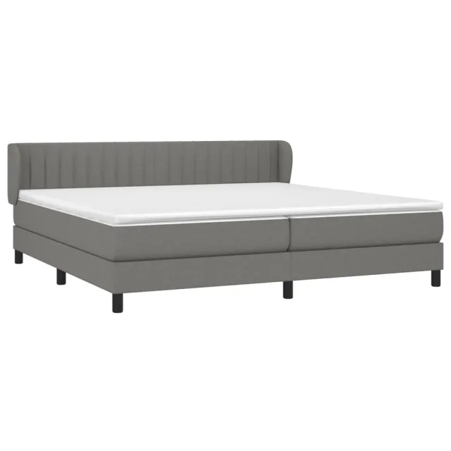 Sommier à lattes de lit avec matelas Gris foncé 200x200cm Tissu
