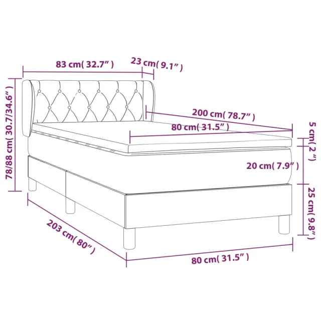 Sommier à lattes de lit avec matelas Taupe 80x200 cm Tissu