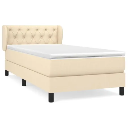 Sommier à lattes de lit avec matelas Crème 80x200 cm Tissu