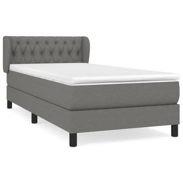 Sommier à lattes de lit avec matelas Gris foncé 90x200 cm Tissu