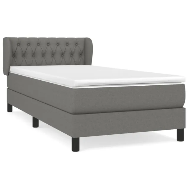 Sommier à lattes de lit avec matelas Gris foncé 100x200cm Tissu
