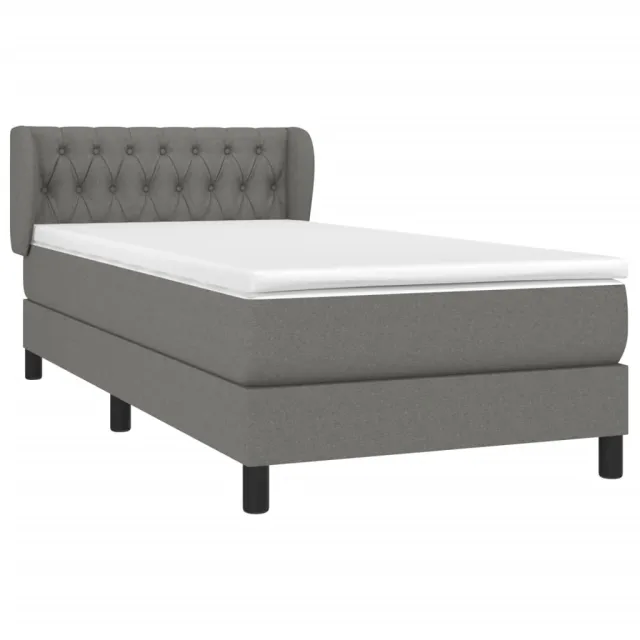 Sommier à lattes de lit avec matelas Gris foncé 100x200cm Tissu