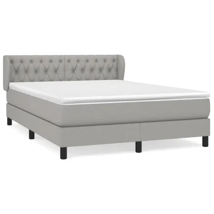 Sommier à lattes de lit avec matelas Gris clair 140x200cm Tissu 2