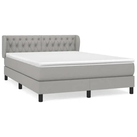 Sommier à lattes de lit avec matelas Gris clair 140x200cm Tissu
