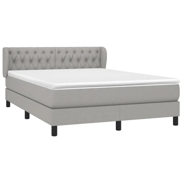 Sommier à lattes de lit avec matelas Gris clair 140x200cm Tissu