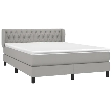 Sommier à lattes de lit avec matelas Gris clair 140x200cm Tissu