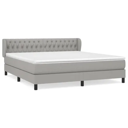 Sommier à lattes de lit avec matelas Gris clair 180x200cm Tissu 2