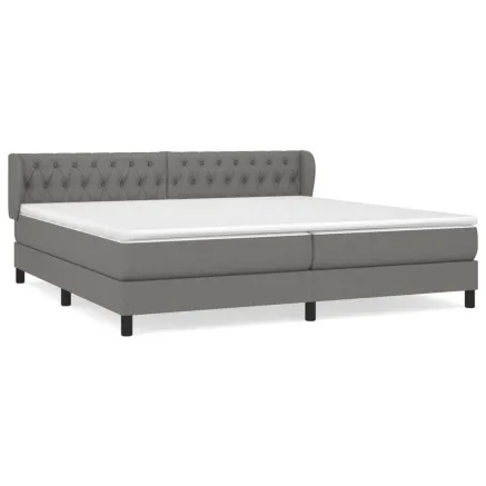 Sommier à lattes de lit avec matelas Gris foncé 200x200cm Tissu 2