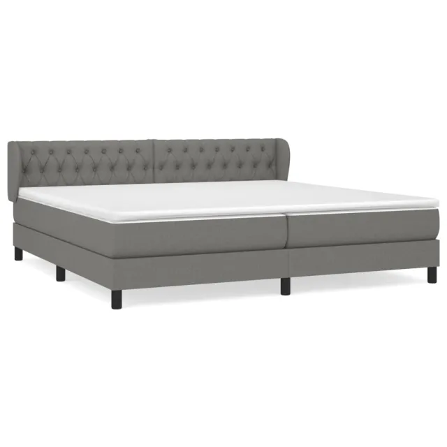 Sommier à lattes de lit avec matelas Gris foncé 200x200cm Tissu