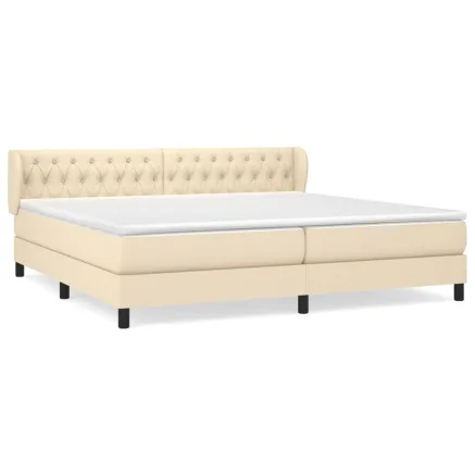Sommier à lattes de lit avec matelas Crème 200x200 cm Tissu 2