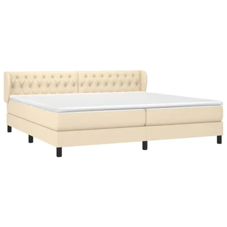 Sommier à lattes de lit avec matelas Crème 200x200 cm Tissu
