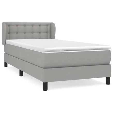 Sommier à lattes de lit avec matelas Gris clair 80x200 cm Tissu 2