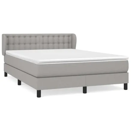 Sommier à lattes de lit avec matelas Gris clair 140x190cm Tissu 2