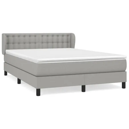 Sommier à lattes de lit avec matelas Gris clair 140x200cm Tissu