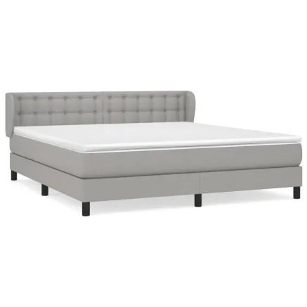 Sommier à lattes de lit avec matelas Gris clair 160x200cm Tissu 2